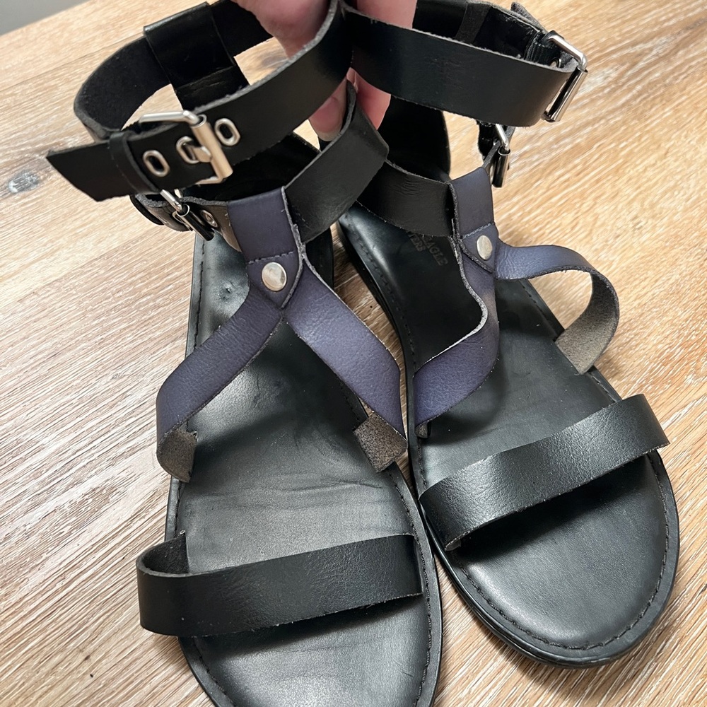 American Eagle Black & Blue Gladiator Sandals